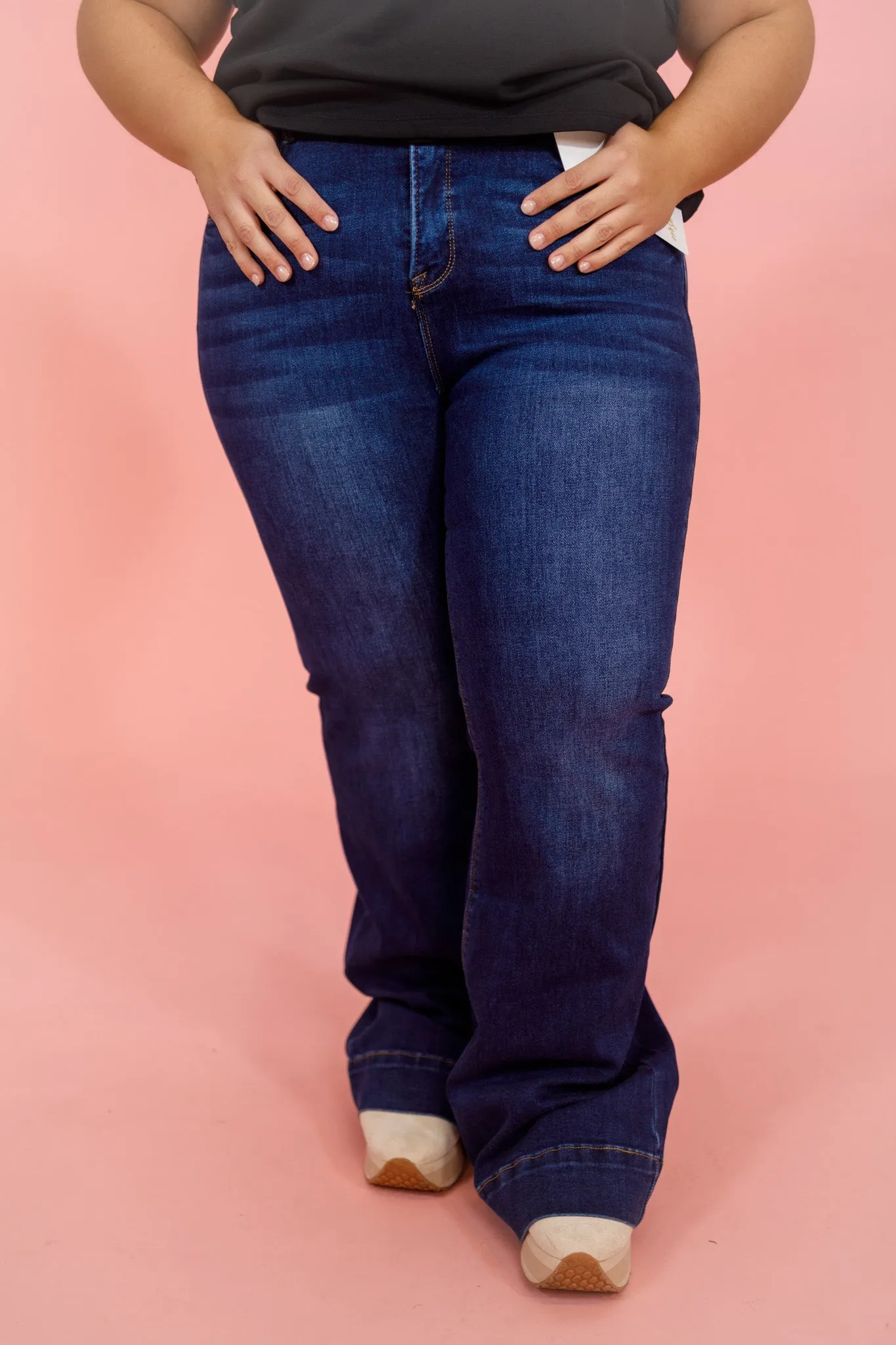 Risen Dark Wash High Rise Flares, REG   CURVY