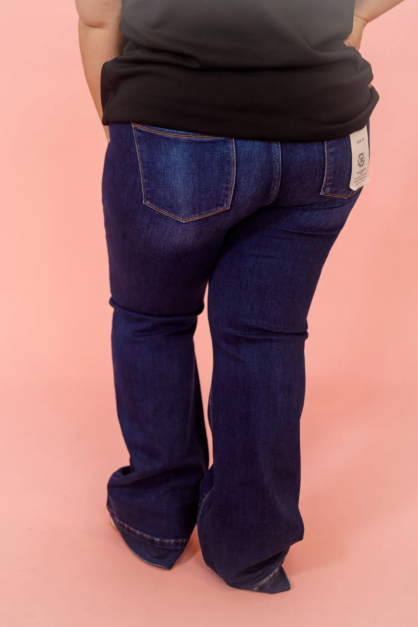Risen Dark Wash High Rise Flares, REG   CURVY