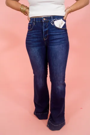 Risen Dark Wash High Rise Flares, REG   CURVY