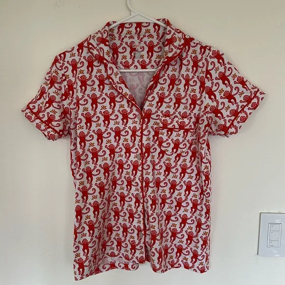 ROLLER RABIT | 🐒 Short Sleeve Polo Pajama Top - cherry Monkey - Sz small