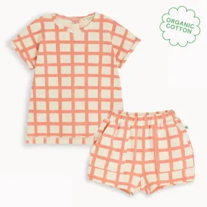 Santorini & Sailor Set - Terracotta Checker Baby & Kids T-Shirt & Short Set