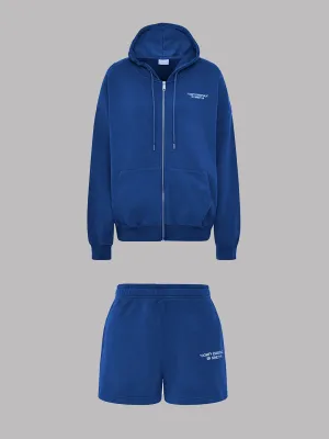 SET - ESSENTIALS - ZIPPER HOODIE AND SHORTS • CLASSIC BLUE