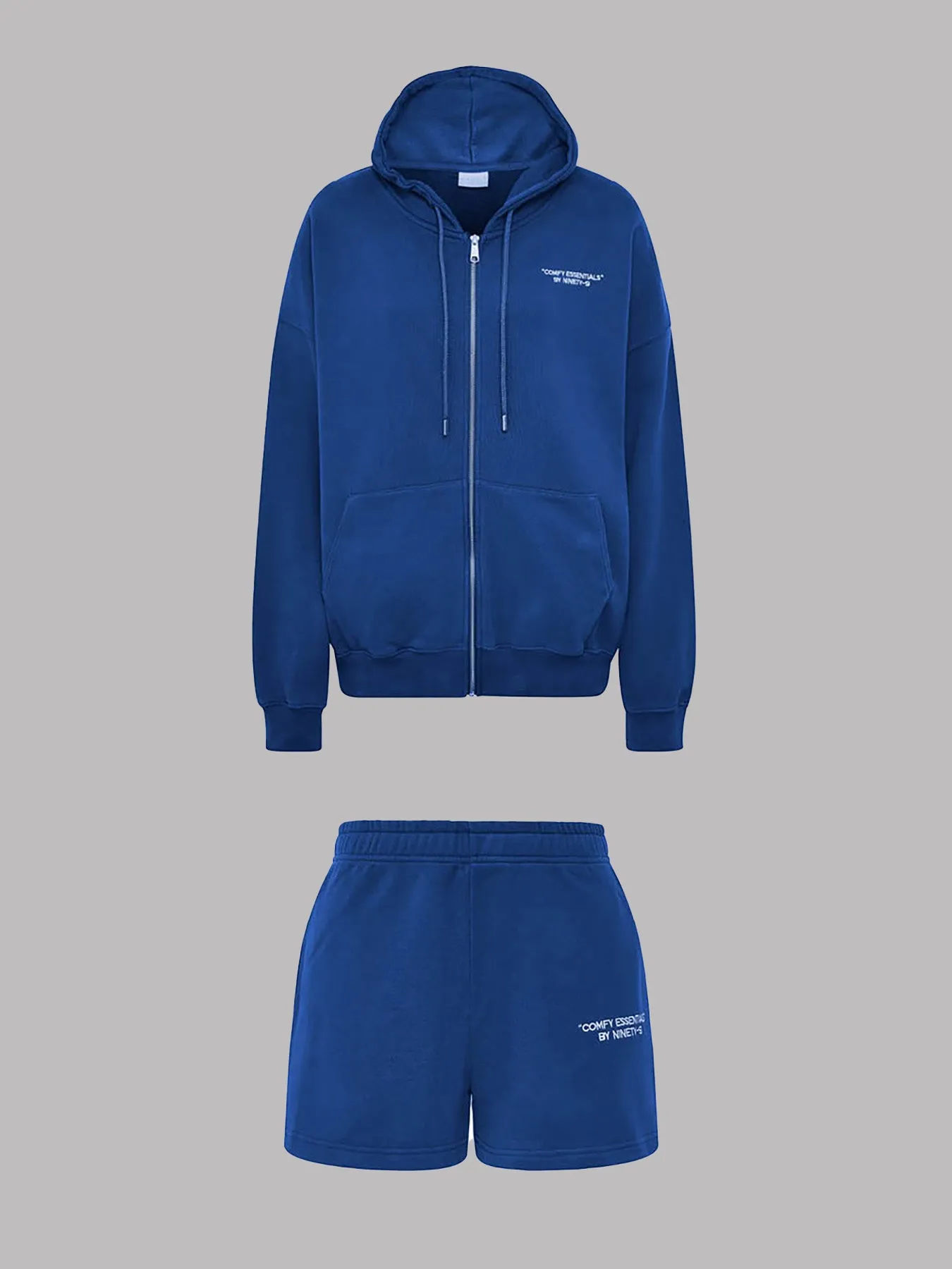 SET - ESSENTIALS - ZIPPER HOODIE AND SHORTS • CLASSIC BLUE