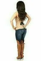 Sexy Dark Beige Lace Overbust Corset with Zipper