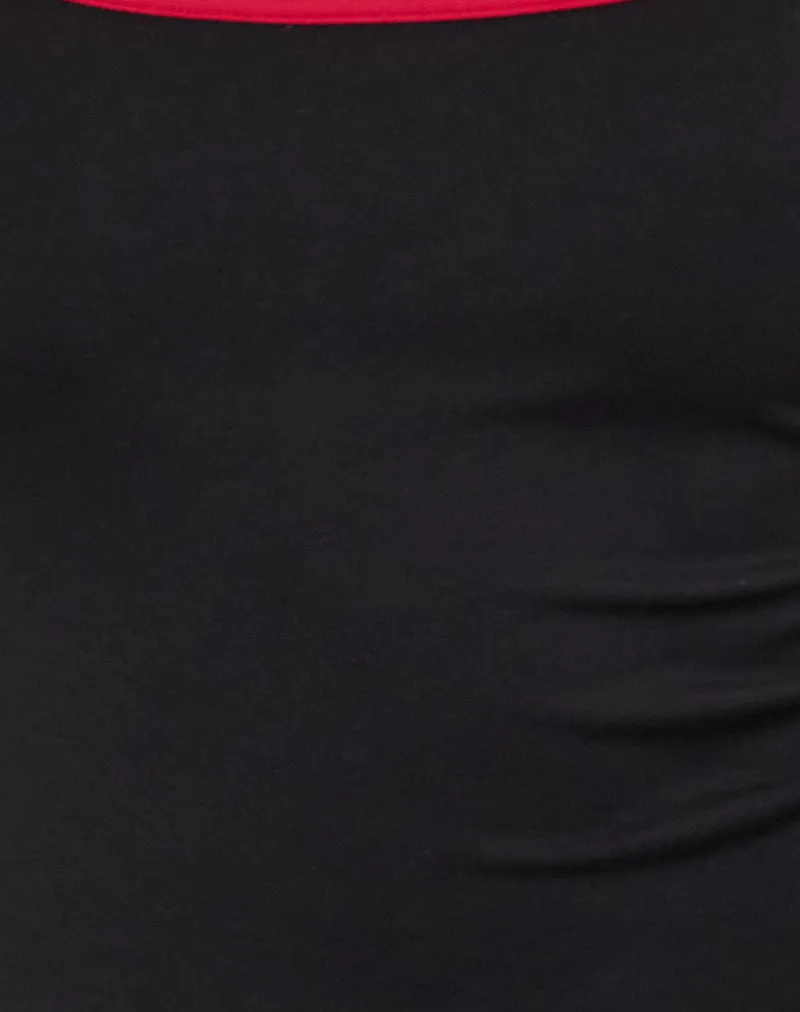 Shajani Top in Black with Red Binding