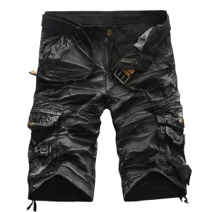 Short cargo à imprimé vintage pour homme (SANS CEINTURE)