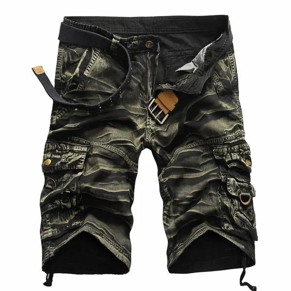 Short cargo à imprimé vintage pour homme (SANS CEINTURE)
