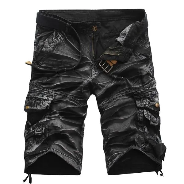 Short cargo à imprimé vintage pour homme (SANS CEINTURE)