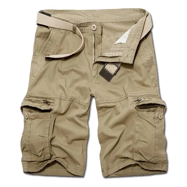 Short Cargo Multi-Poches Rétro Chic (Ceinture Exclue)