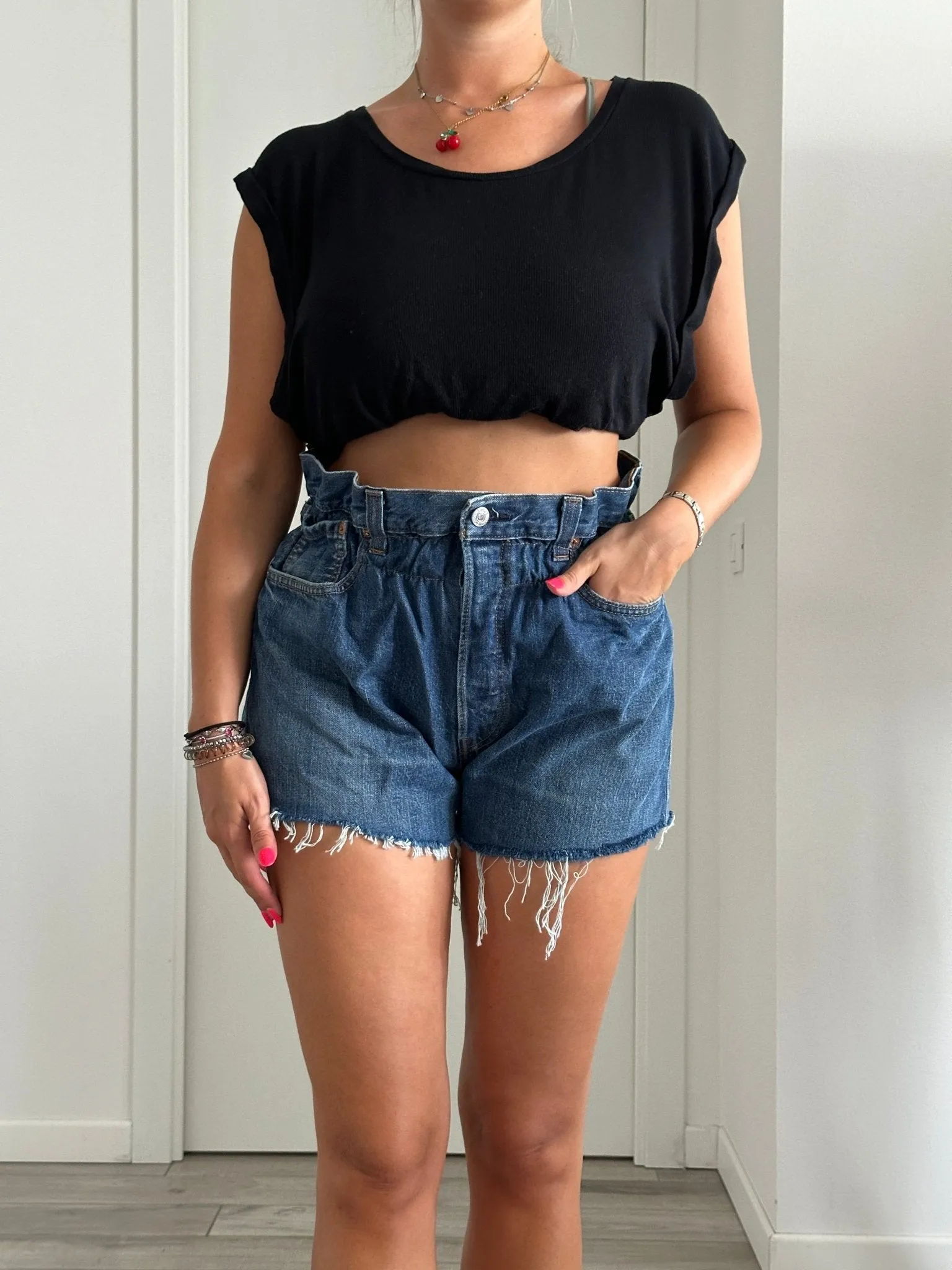 Shorts Levi's Vintage denim sfrangiati a caramella
