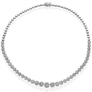 Simon G. 18K White Gold Graduating Pave Diamond Riviera Necklace