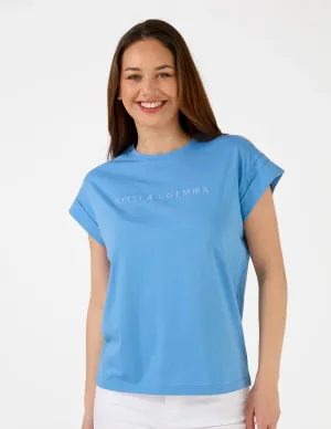 SKY  LOGO CUFF TEE