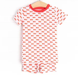 Sleepy Sirens Bamboo Pajama Short Set, Red