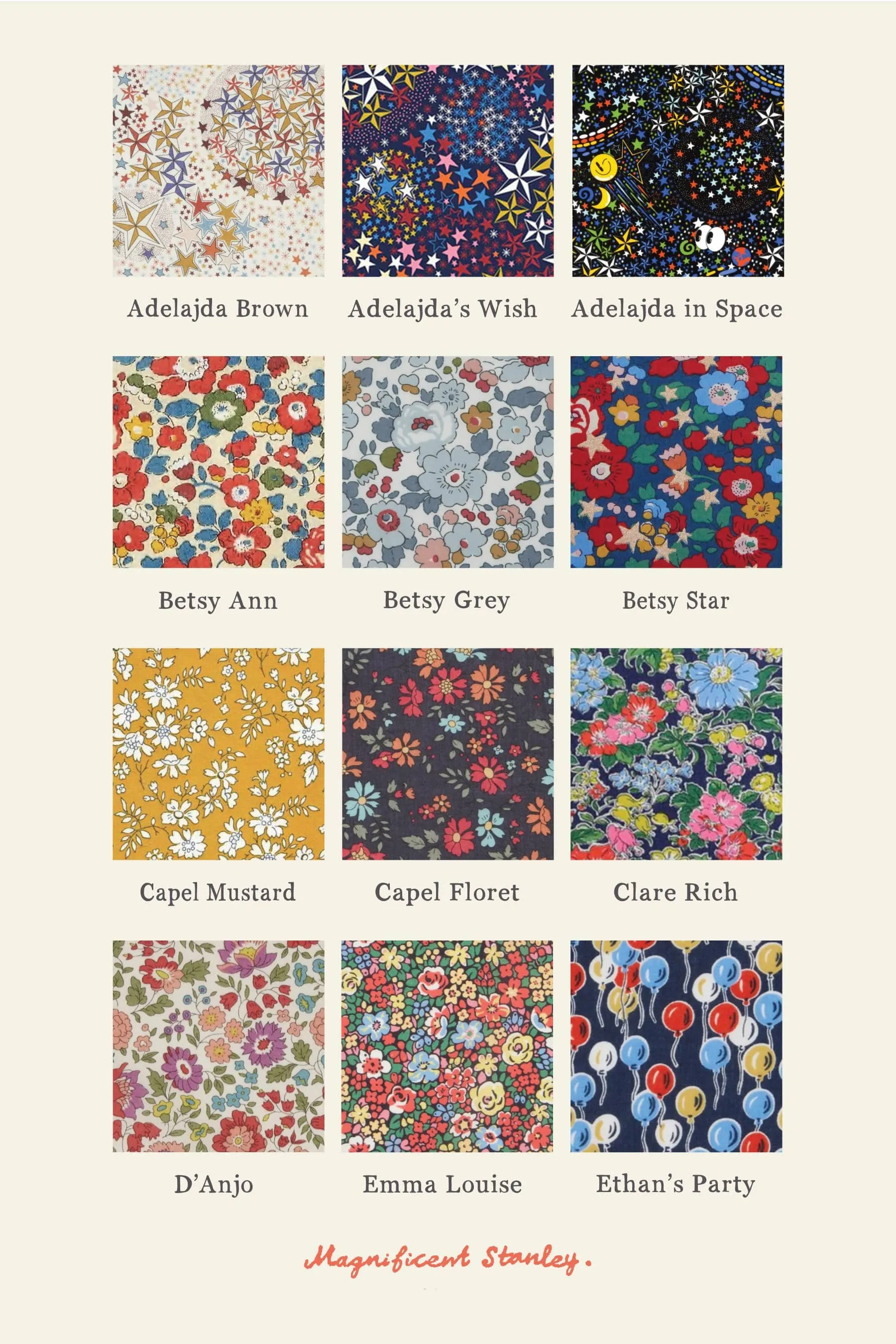 Small Number or Initial Tee in Choice of Liberty Print