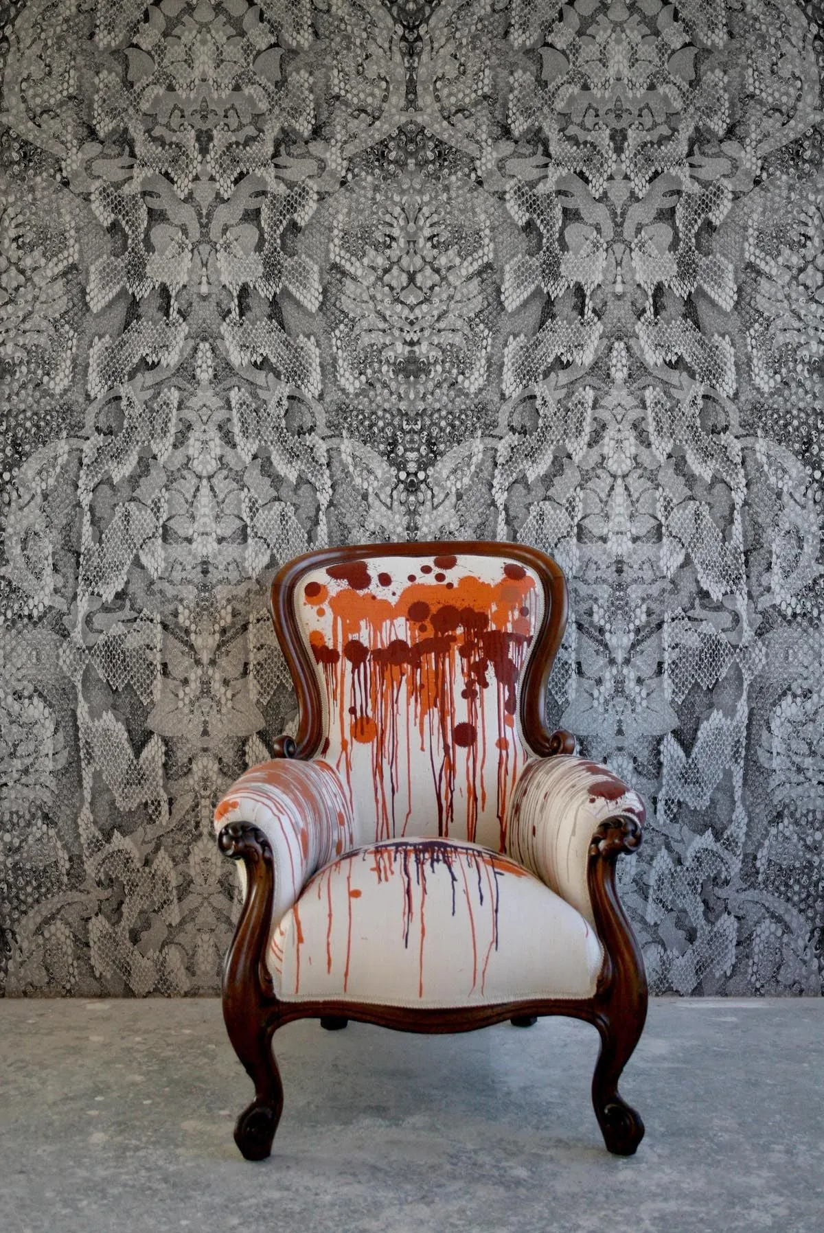 snakeskin damask superwide wallpaper panel