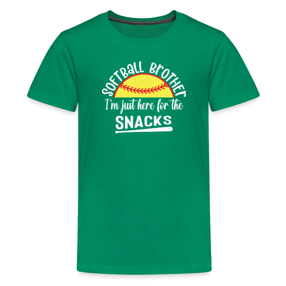 “Softball Brother I’m Just Here for the Snacks”-Kids' Premium T-Shirt