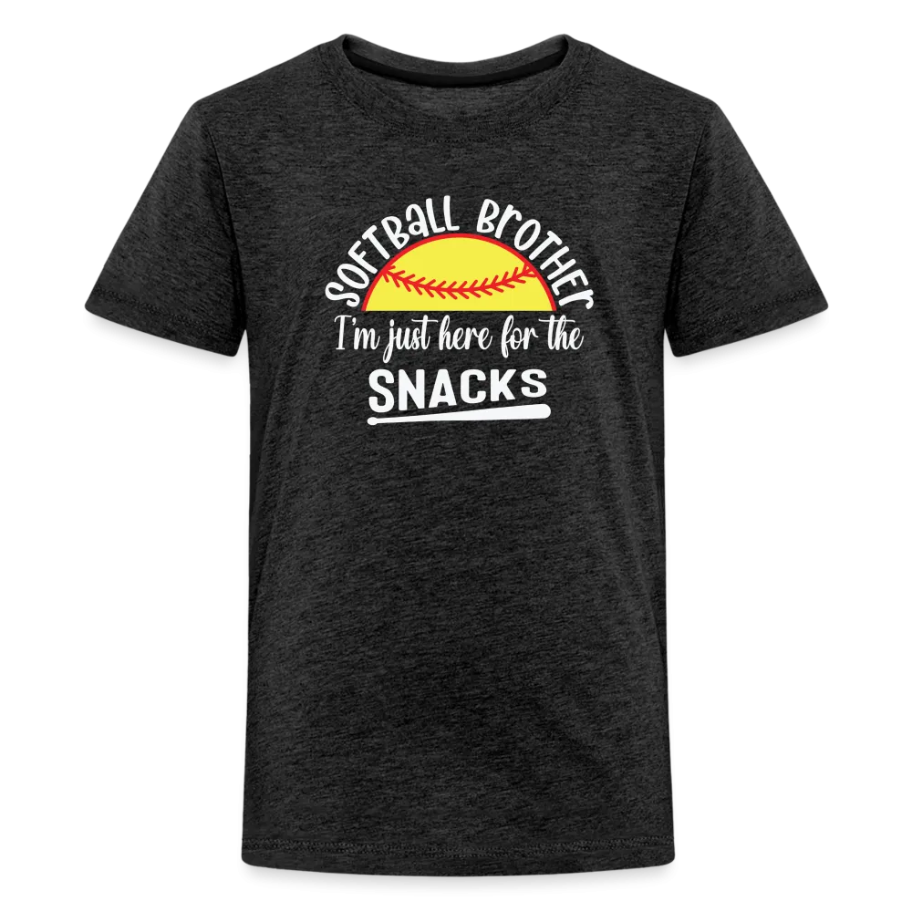 “Softball Brother I’m Just Here for the Snacks”-Kids' Premium T-Shirt