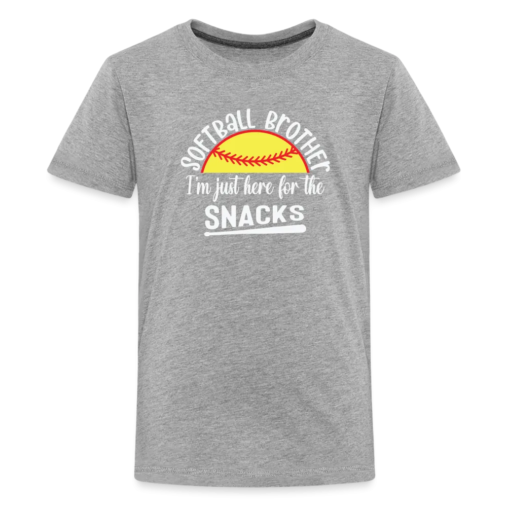 “Softball Brother I’m Just Here for the Snacks”-Kids' Premium T-Shirt