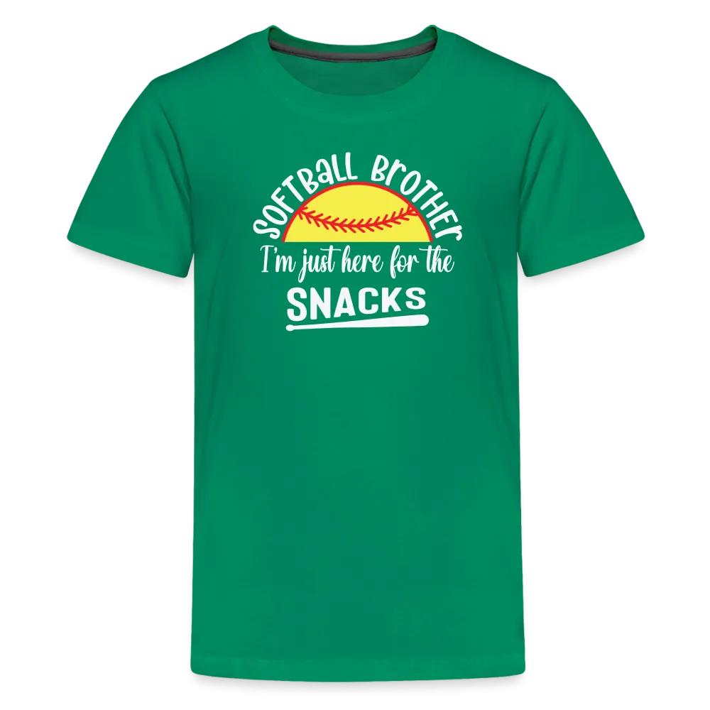 “Softball Brother I’m Just Here for the Snacks”-Kids' Premium T-Shirt