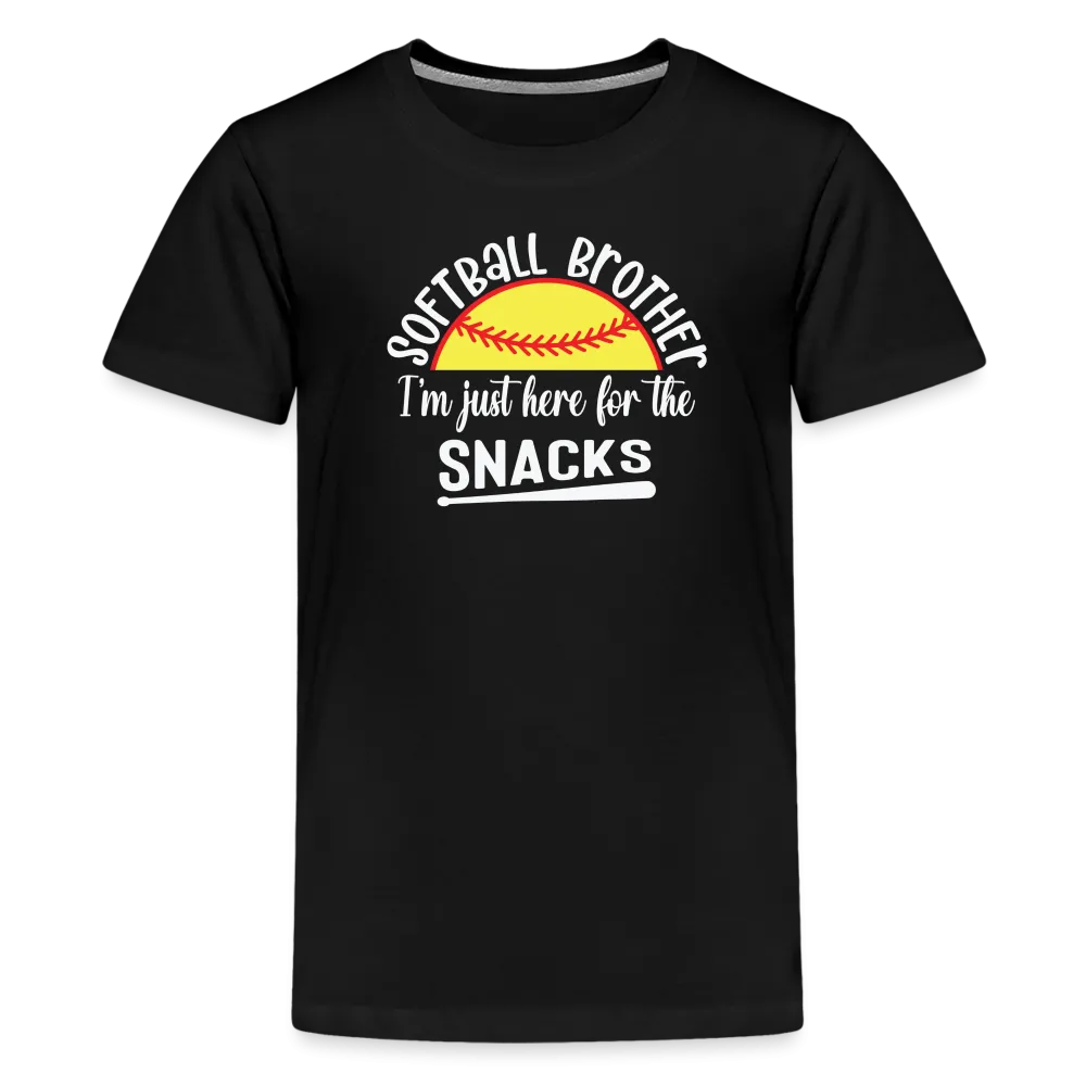 “Softball Brother I’m Just Here for the Snacks”-Kids' Premium T-Shirt