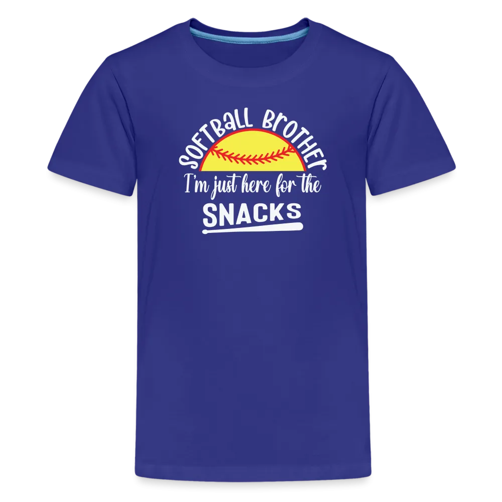“Softball Brother I’m Just Here for the Snacks”-Kids' Premium T-Shirt