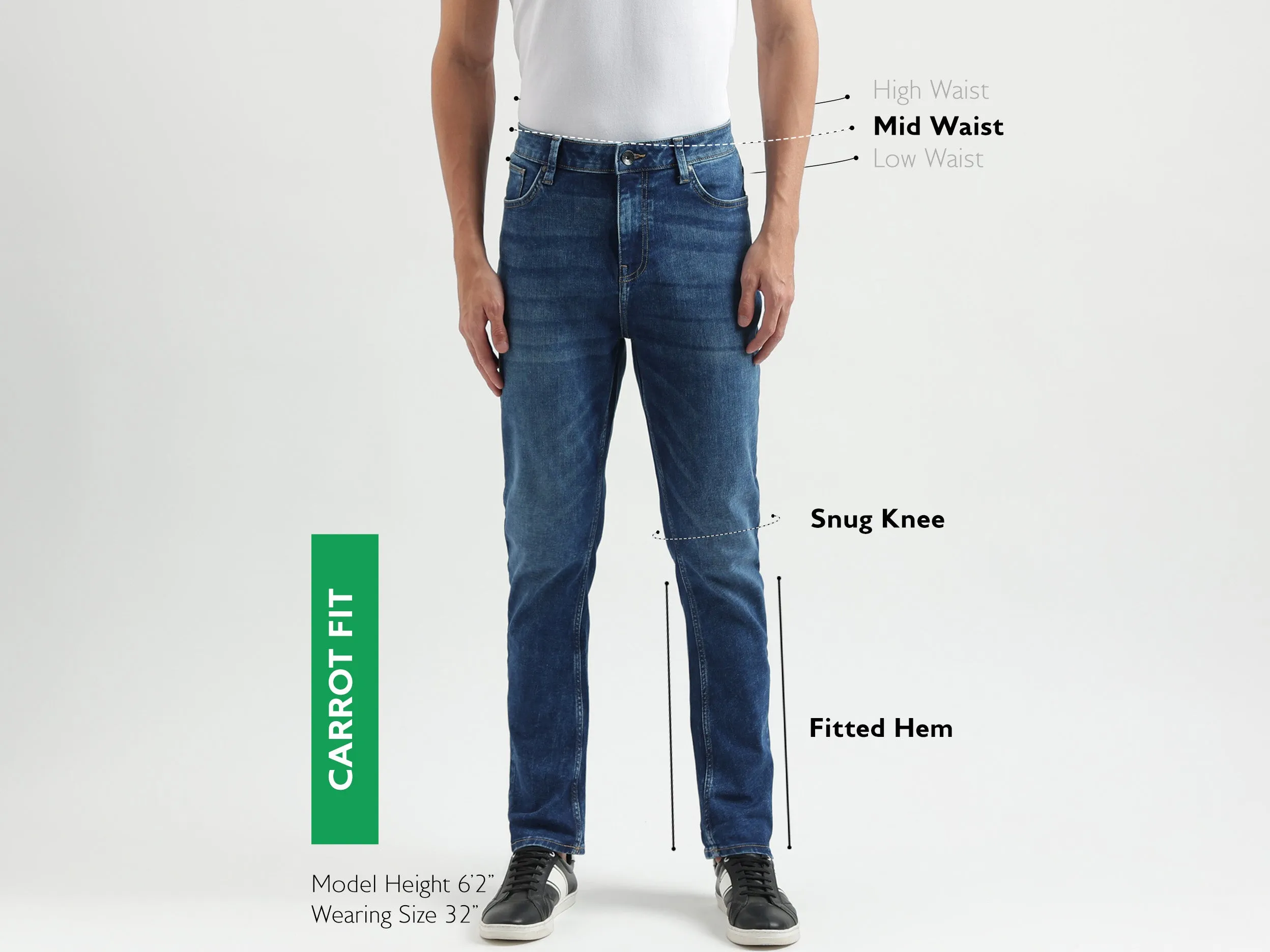 Solid Pattern Carrot Fit Jeans