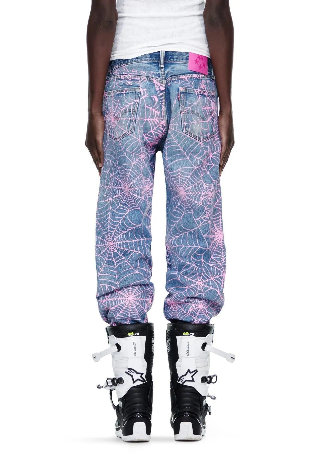 Sp5der AOP Pink Web Vintage 501 Denim Jeans