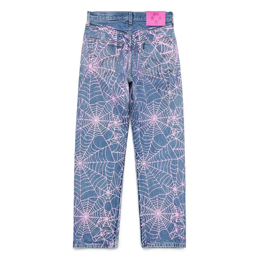 Sp5der AOP Pink Web Vintage 501 Denim Jeans