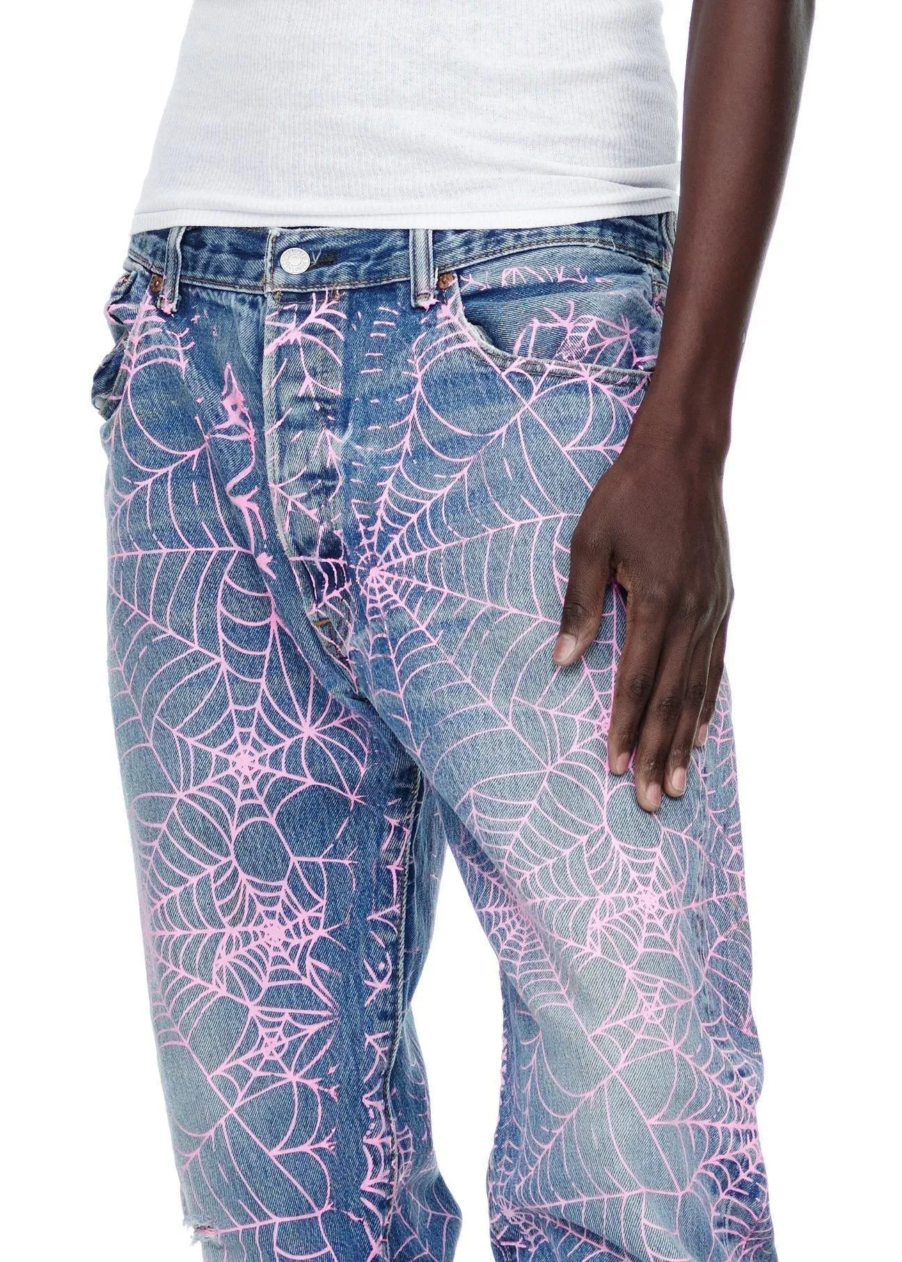 Sp5der AOP Pink Web Vintage 501 Denim Jeans