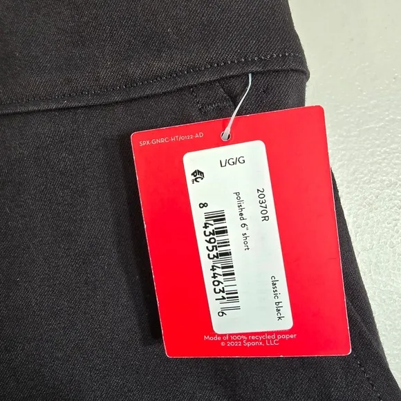 Spanx 6&quot; Polished Short Classic Black Womens Size Large