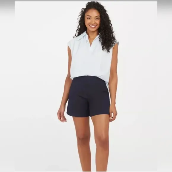 Spanx 6&quot; Polished Short Classic Black Womens Size Large