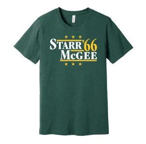 Starr & McGee '66 - Green Bay Football Legends Political Campaign Parody T-Shirt - Hyper Than Hype Shirts