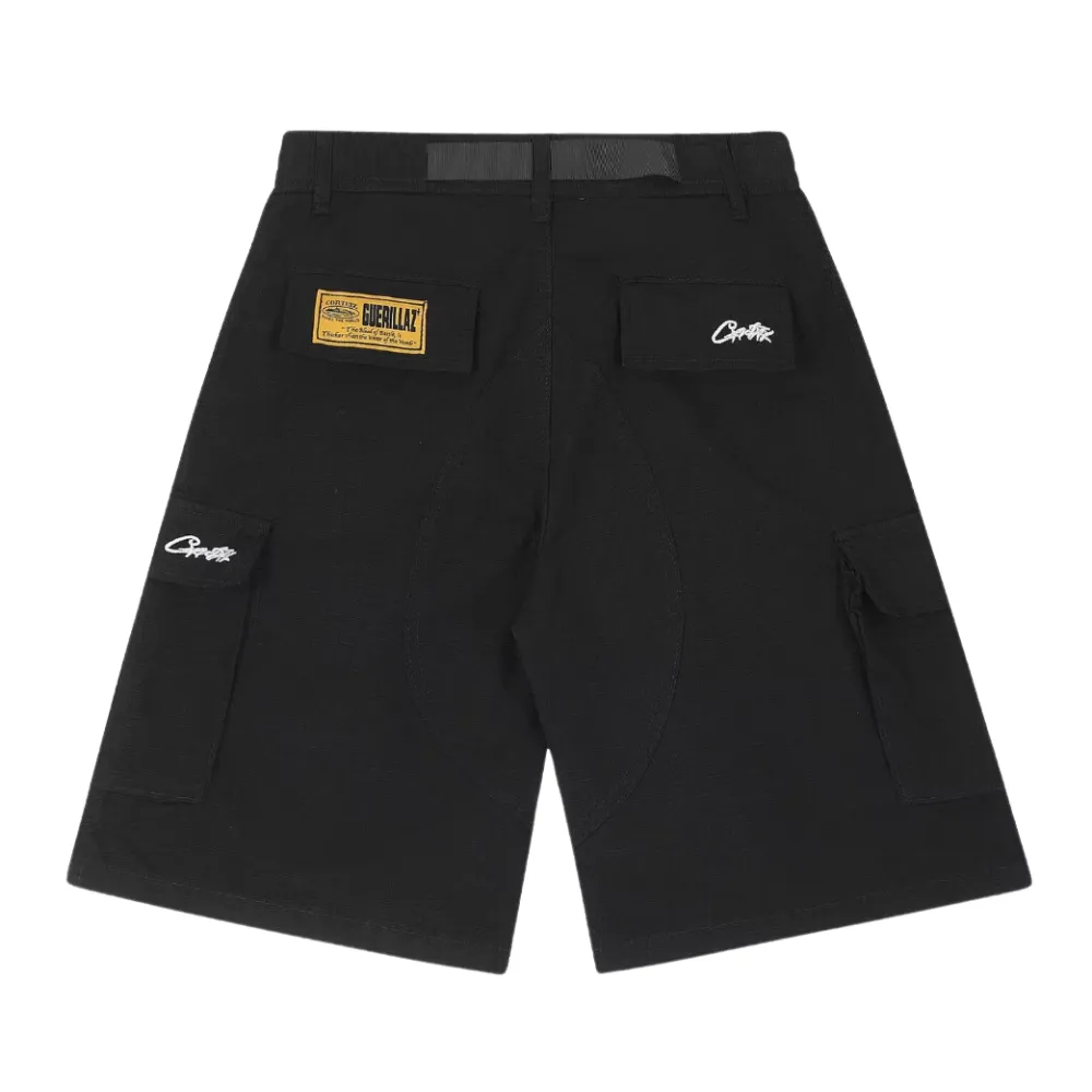 Street Print Belted Side Button Shorts