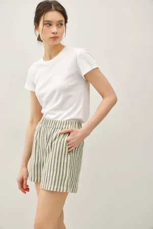 STRIPED COTTON GAUZE SHORT