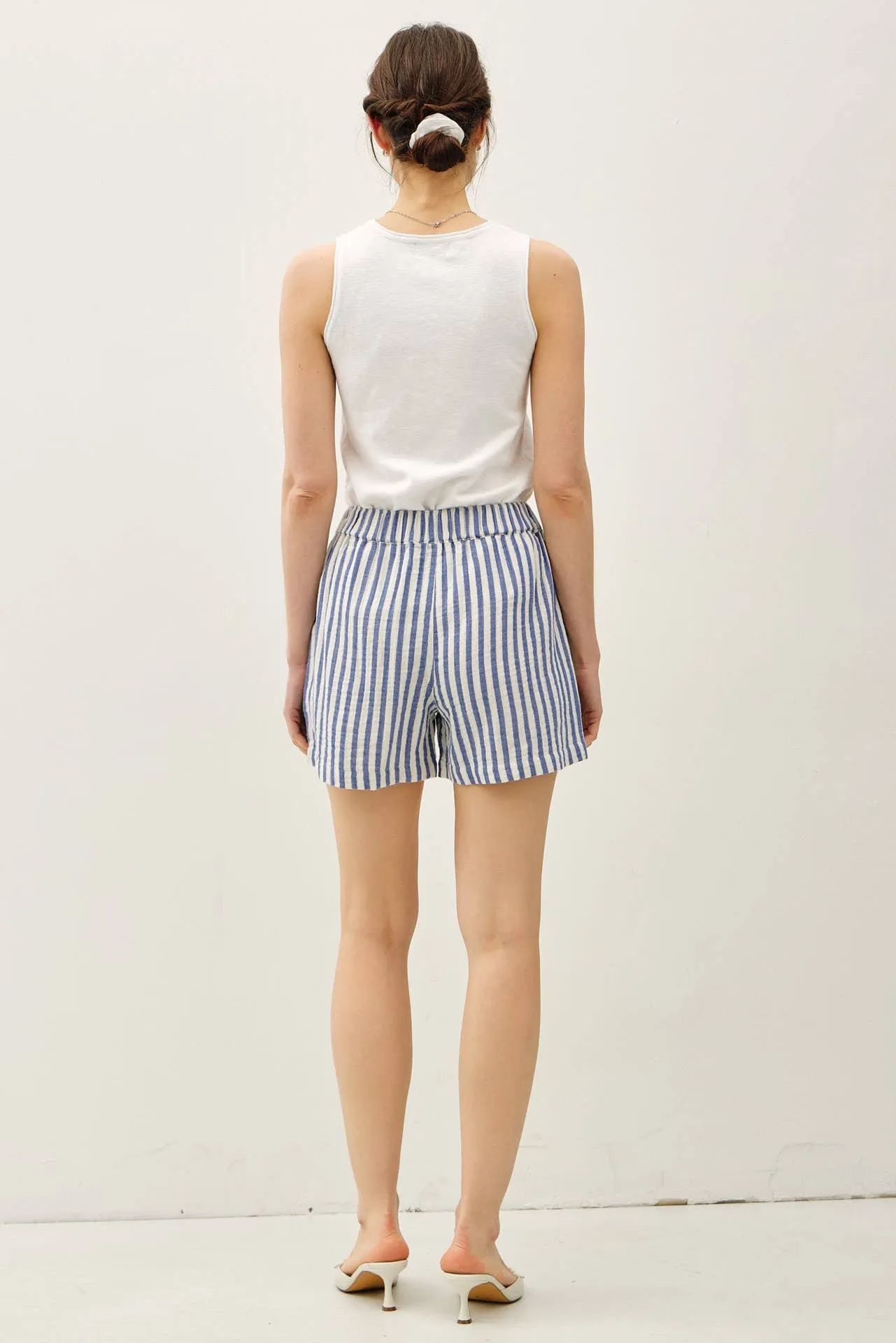STRIPED COTTON GAUZE SHORT