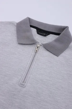 SunSip Textured Grey Polo Shirt