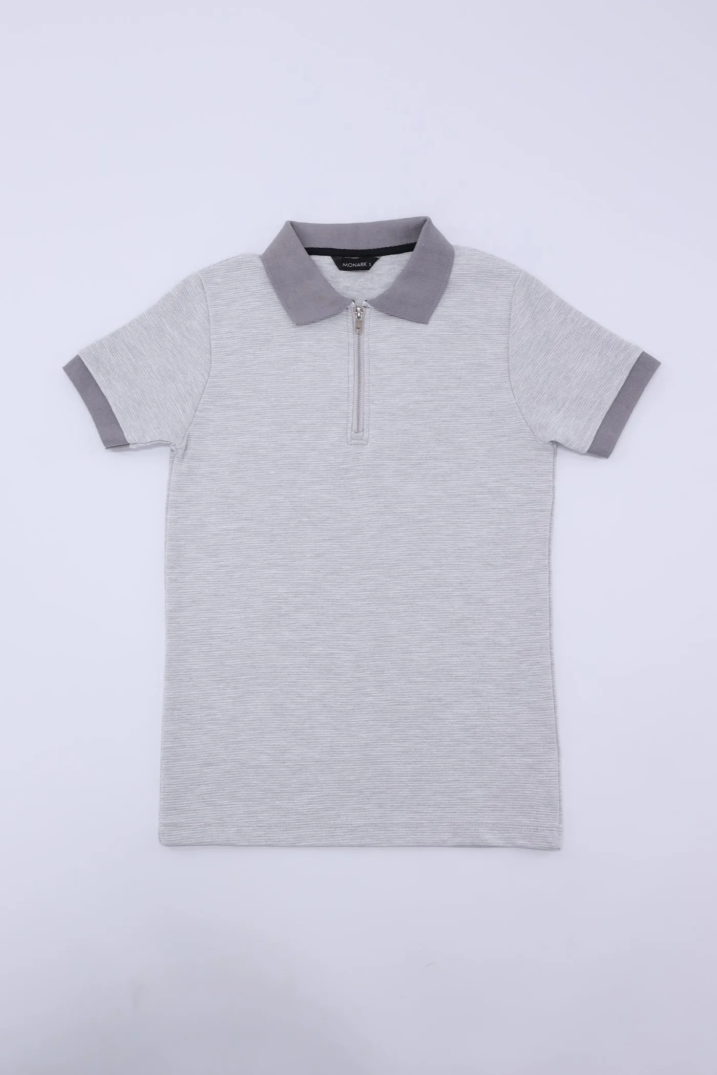 SunSip Textured Grey Polo Shirt