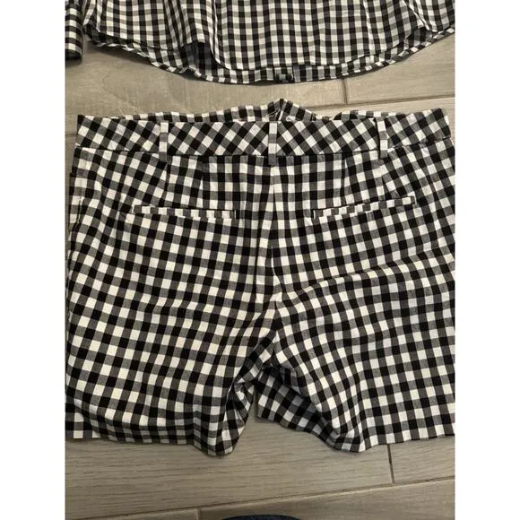 Talbots Checkered Set 2 Piece Women’s Size 6 Black And White Cotton Spandex