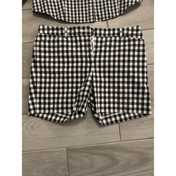 Talbots Checkered Set 2 Piece Women’s Size 6 Black And White Cotton Spandex