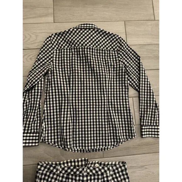 Talbots Checkered Set 2 Piece Women’s Size 6 Black And White Cotton Spandex