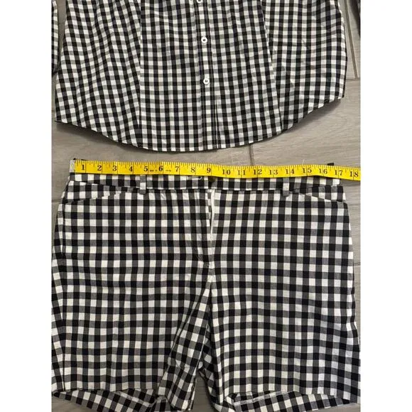 Talbots Checkered Set 2 Piece Women’s Size 6 Black And White Cotton Spandex