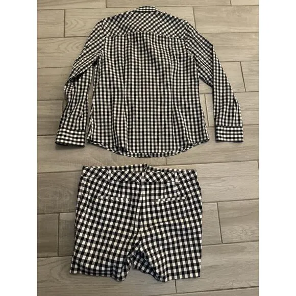 Talbots Checkered Set 2 Piece Women’s Size 6 Black And White Cotton Spandex