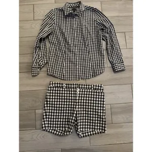 Talbots Checkered Set 2 Piece Women’s Size 6 Black And White Cotton Spandex