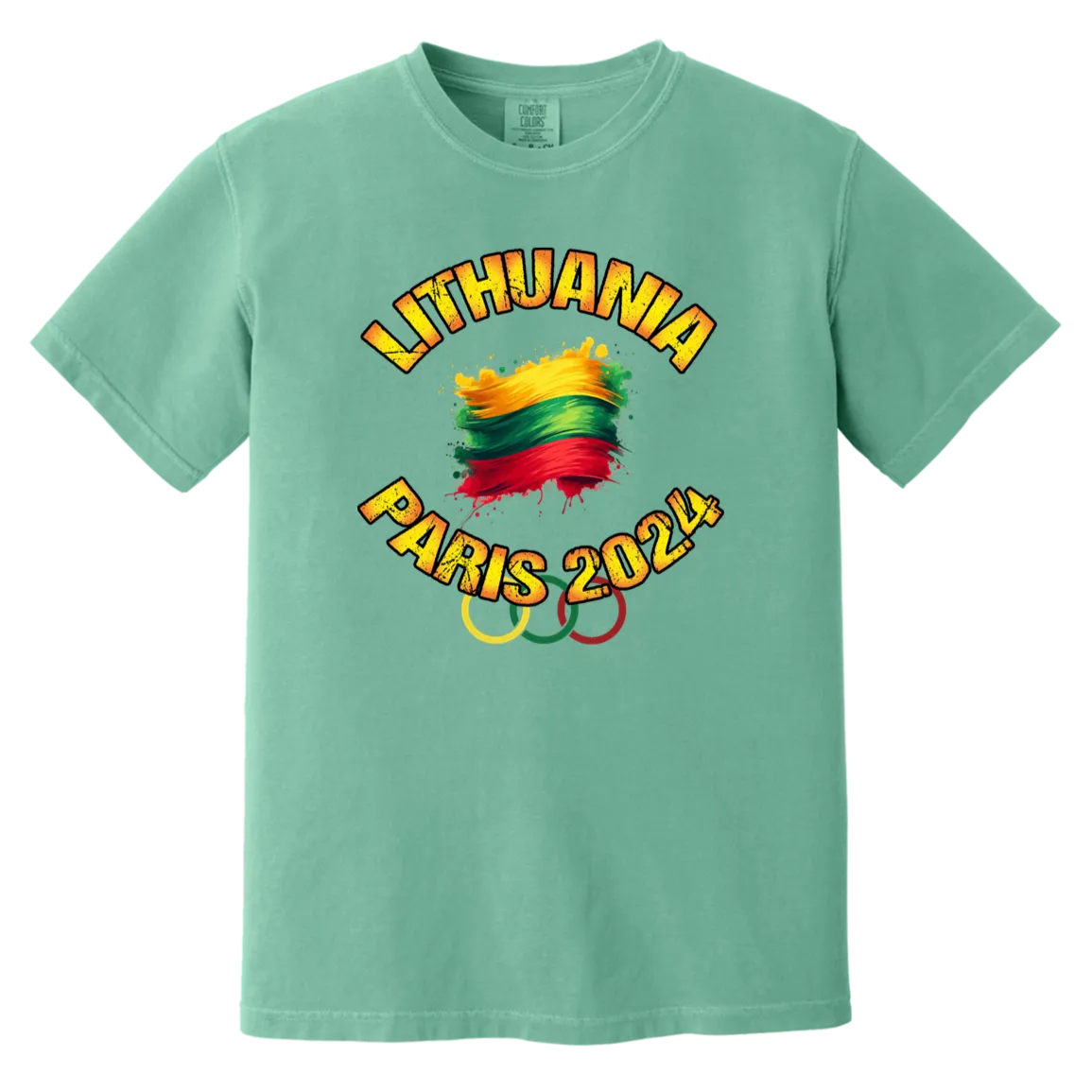 Team Lithuania 2024 Olympics - Men/Women Unisex Soft-Washed Comfort Cotton Short Sleeve T-Shirt