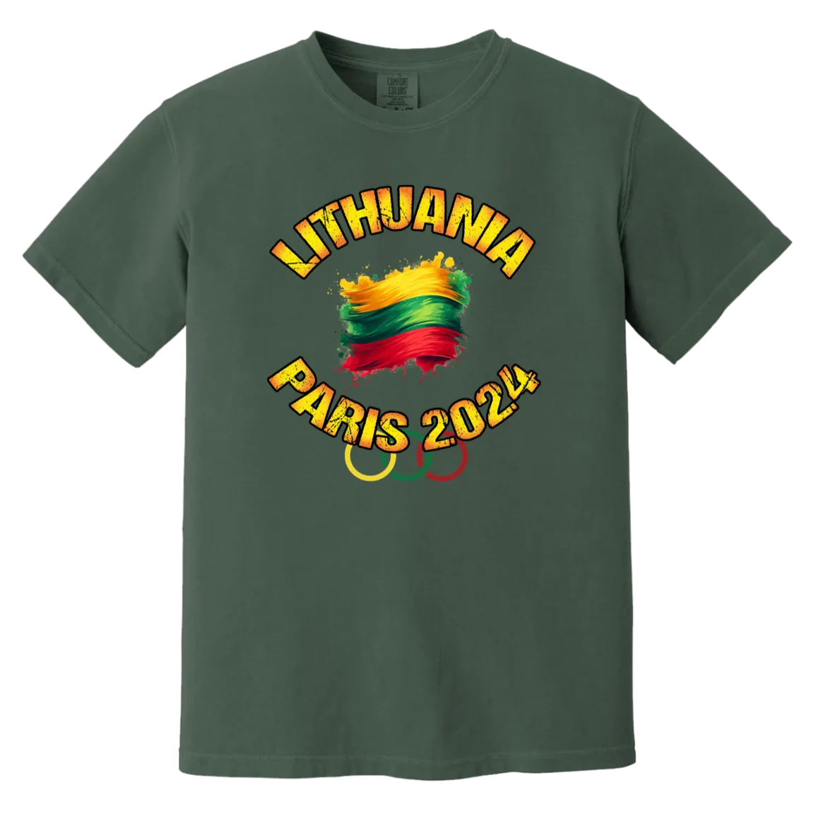 Team Lithuania 2024 Olympics - Men/Women Unisex Soft-Washed Comfort Cotton Short Sleeve T-Shirt