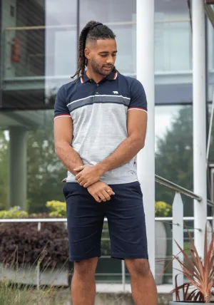The Tipton-Stripe Jacquard Polo - Navy