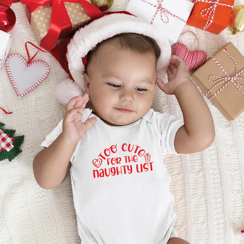 Too Cute For The Naughty List Kid's Christmas T-shirt