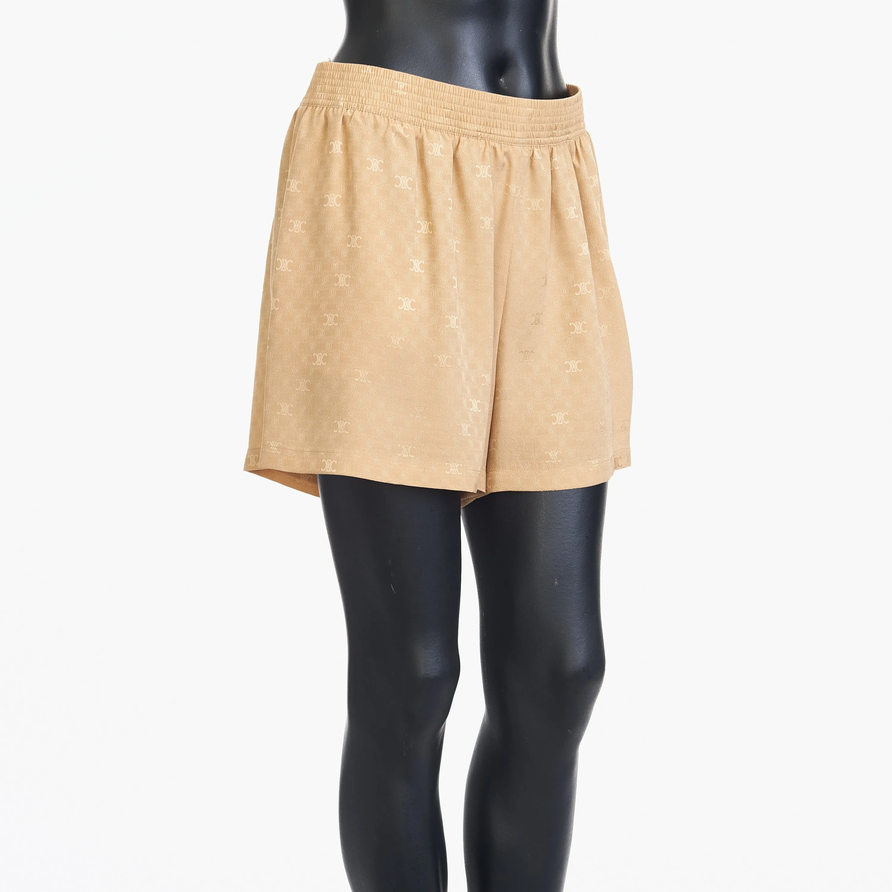 Triomphe Shorts In Caramel Shiny Matte Silk