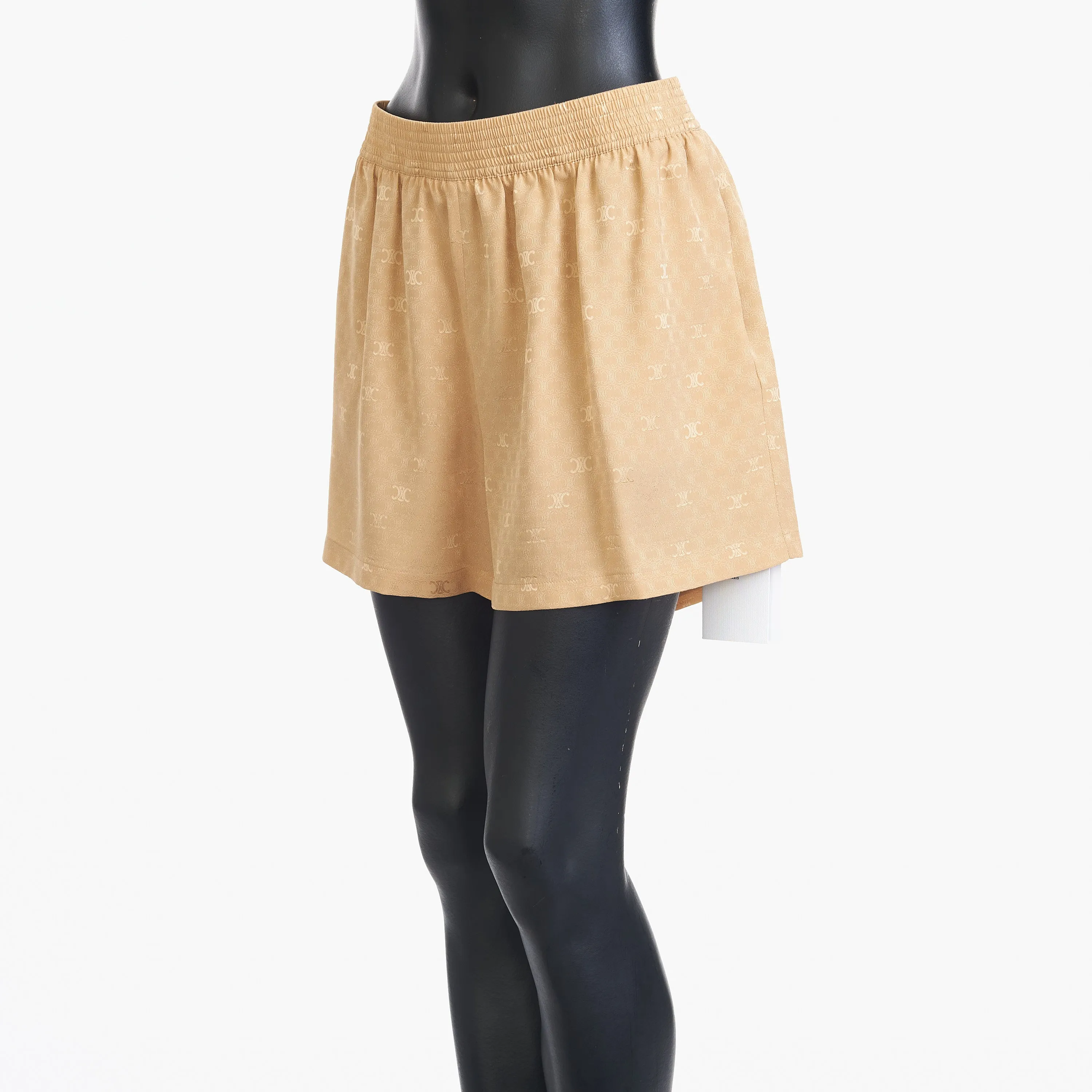 Triomphe Shorts In Caramel Shiny Matte Silk