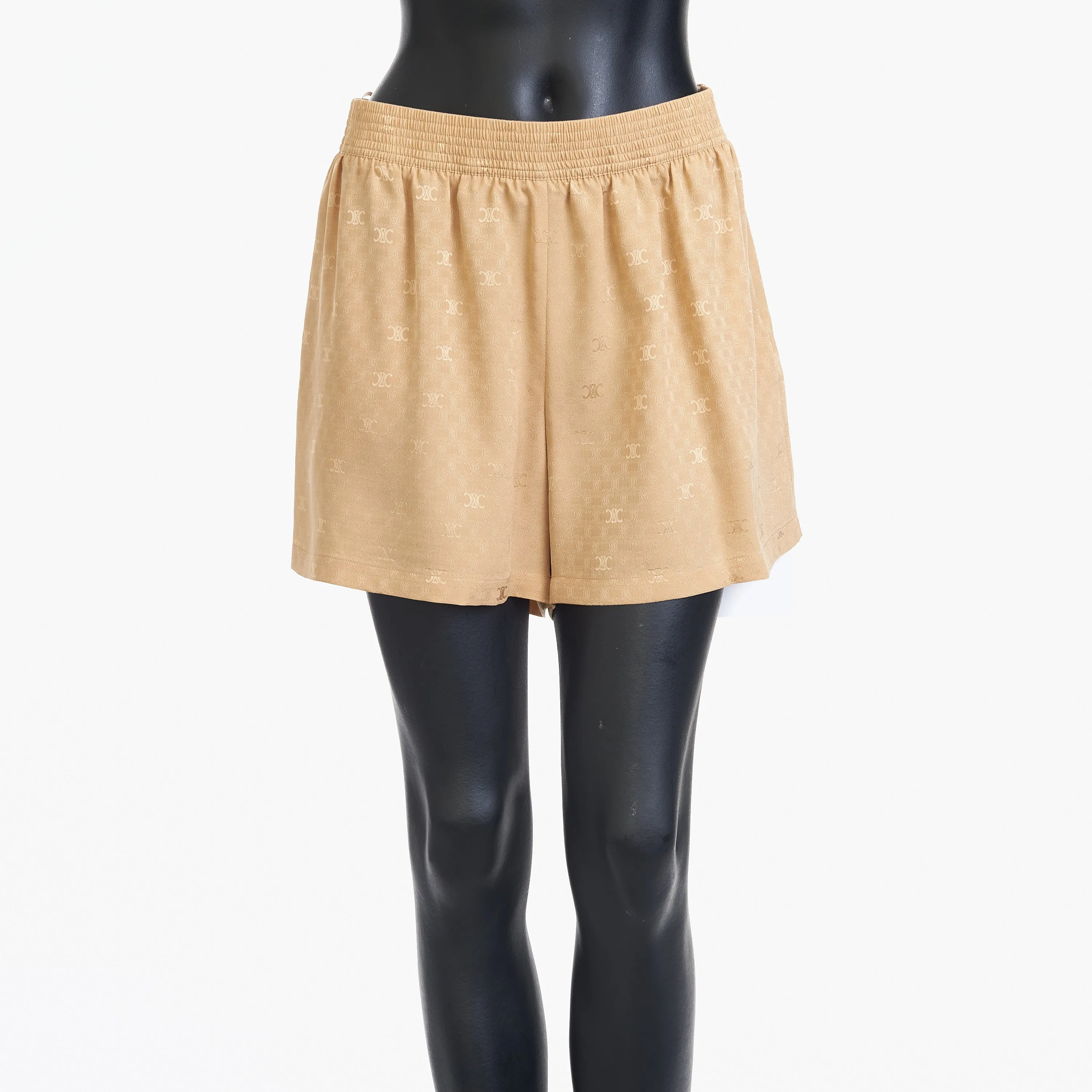Triomphe Shorts In Caramel Shiny Matte Silk
